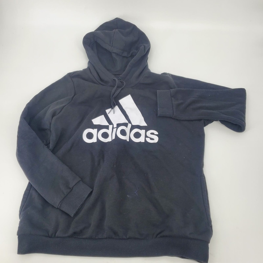 EUC Adidas Logo Black White Hoodie Men Sz XL